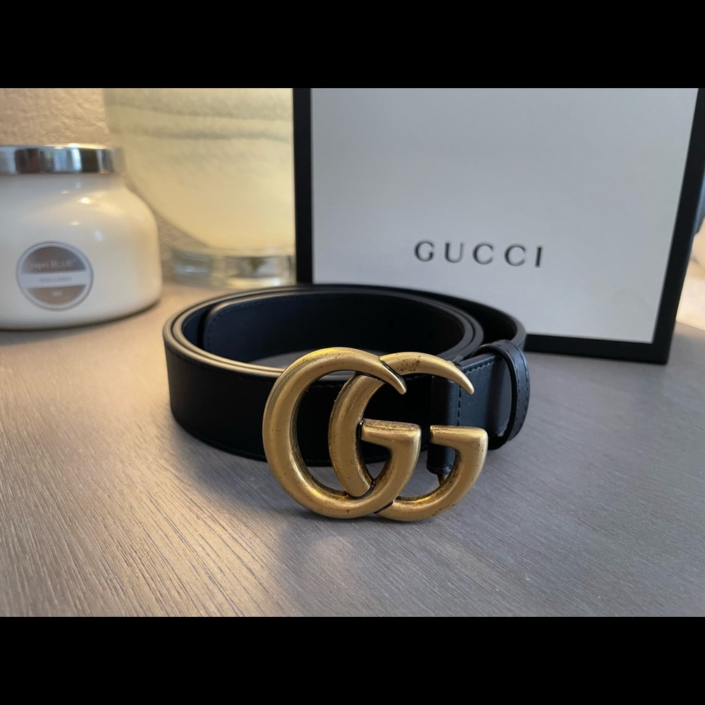 Gucci Women’s Leather Belt with Double G Buckle
